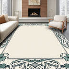 Vintage Teal Floral Border Design Rug