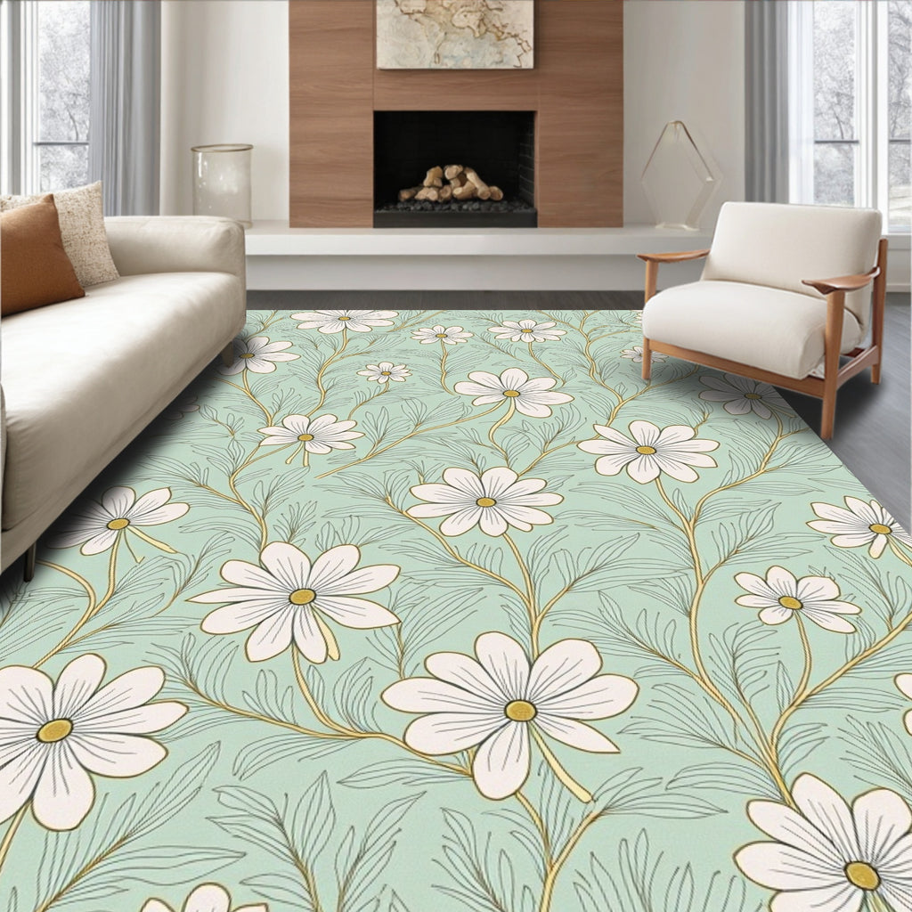 Delicate Floral Vine Pattern Rug