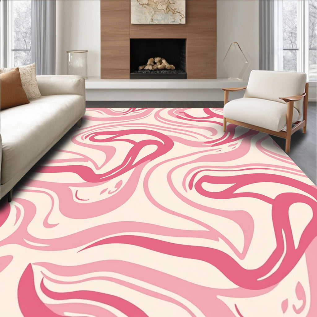 Pink Swirling Abstract Pattern Rug