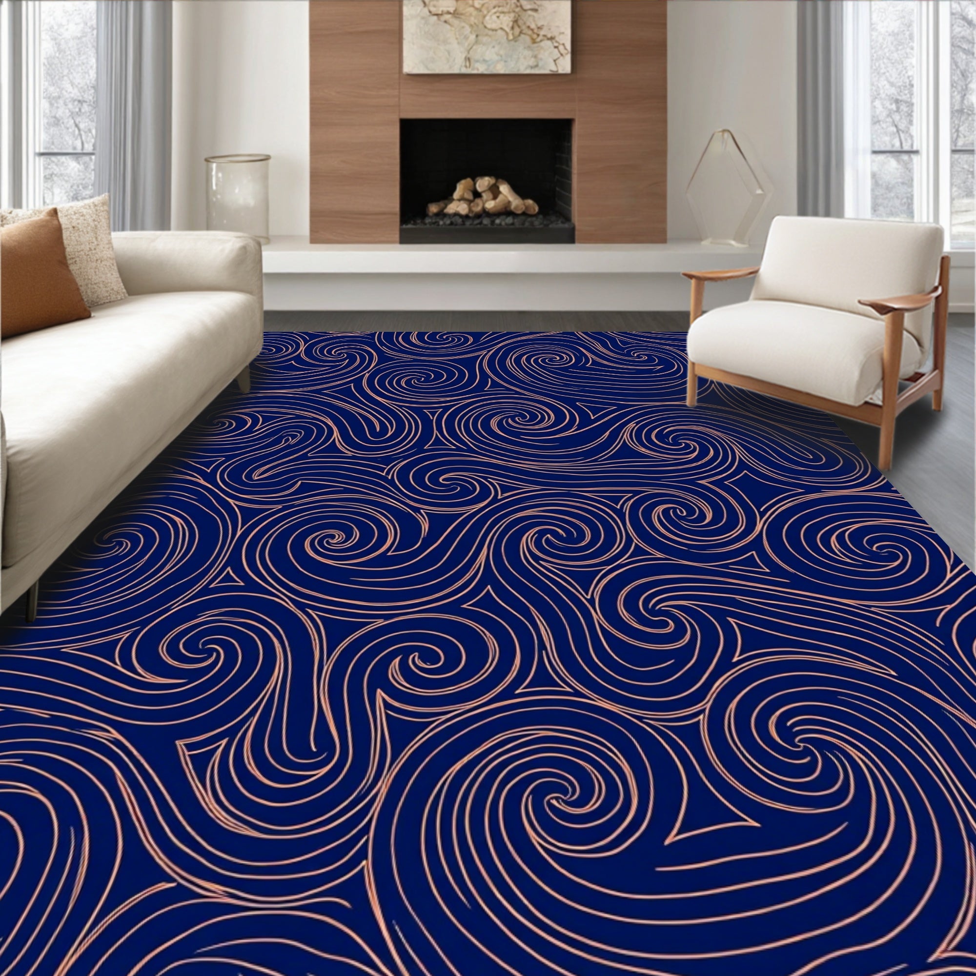 Swirling Lines Abstract Vintage Rug