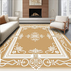 Tan White Grand Frame Floral Rug