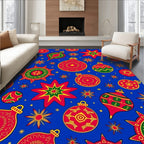 Festive Red Green Star Bauble Garland Rug
