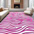 Vibrant Pink Wavy Stripes Pattern Rug