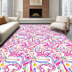 Abstract Swirl Pink Blue Yellow Pattern Rug