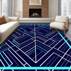 Navy Geometric Sharp Lines Design Rug