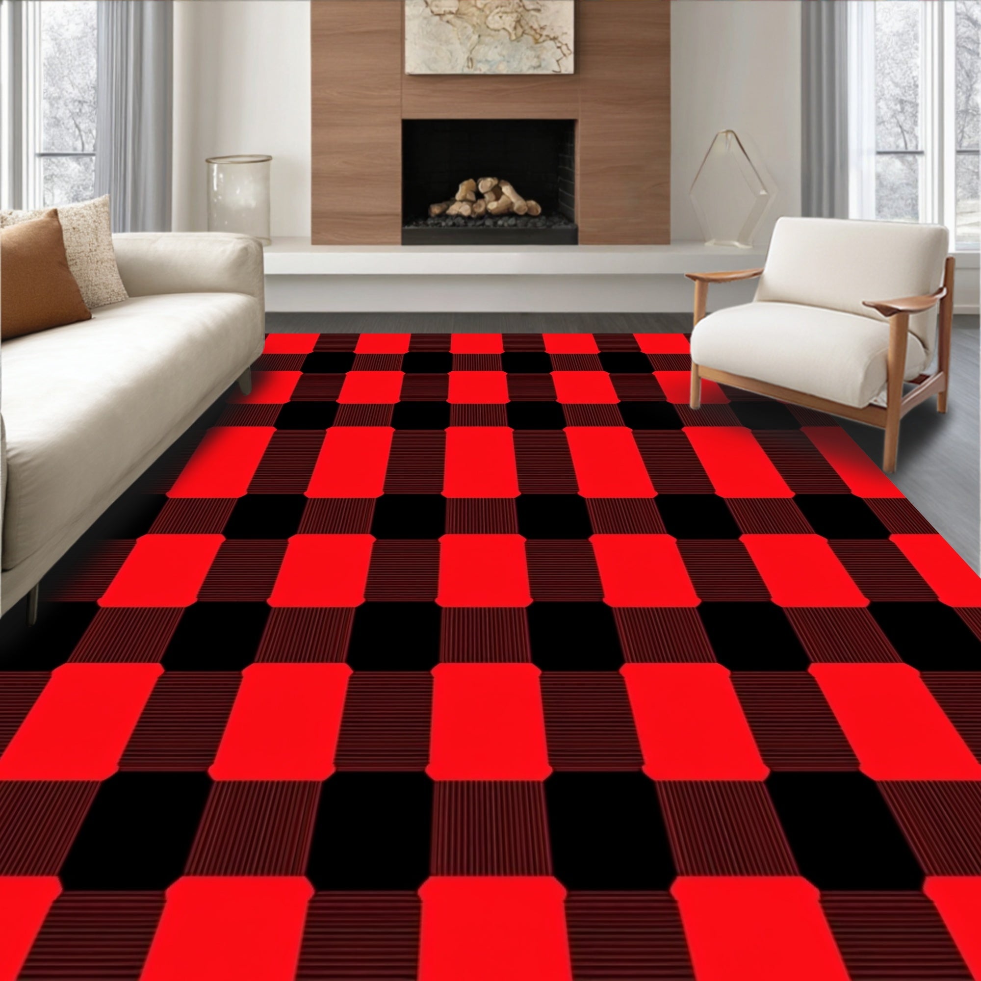 Crimson Tartan Checks Rug