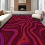 Crimson Jagged Swirl Pattern Rug