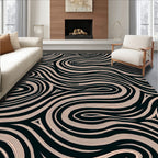 Dark Flowing Abstract Lines Design Rug