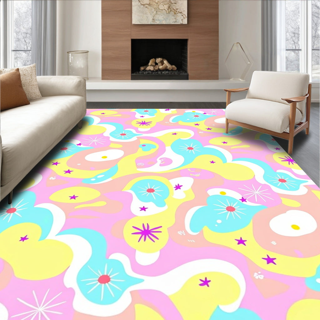 Playful Pastel Abstract Shapes Rug
