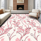 Pink Floral Vine Patterned Rug