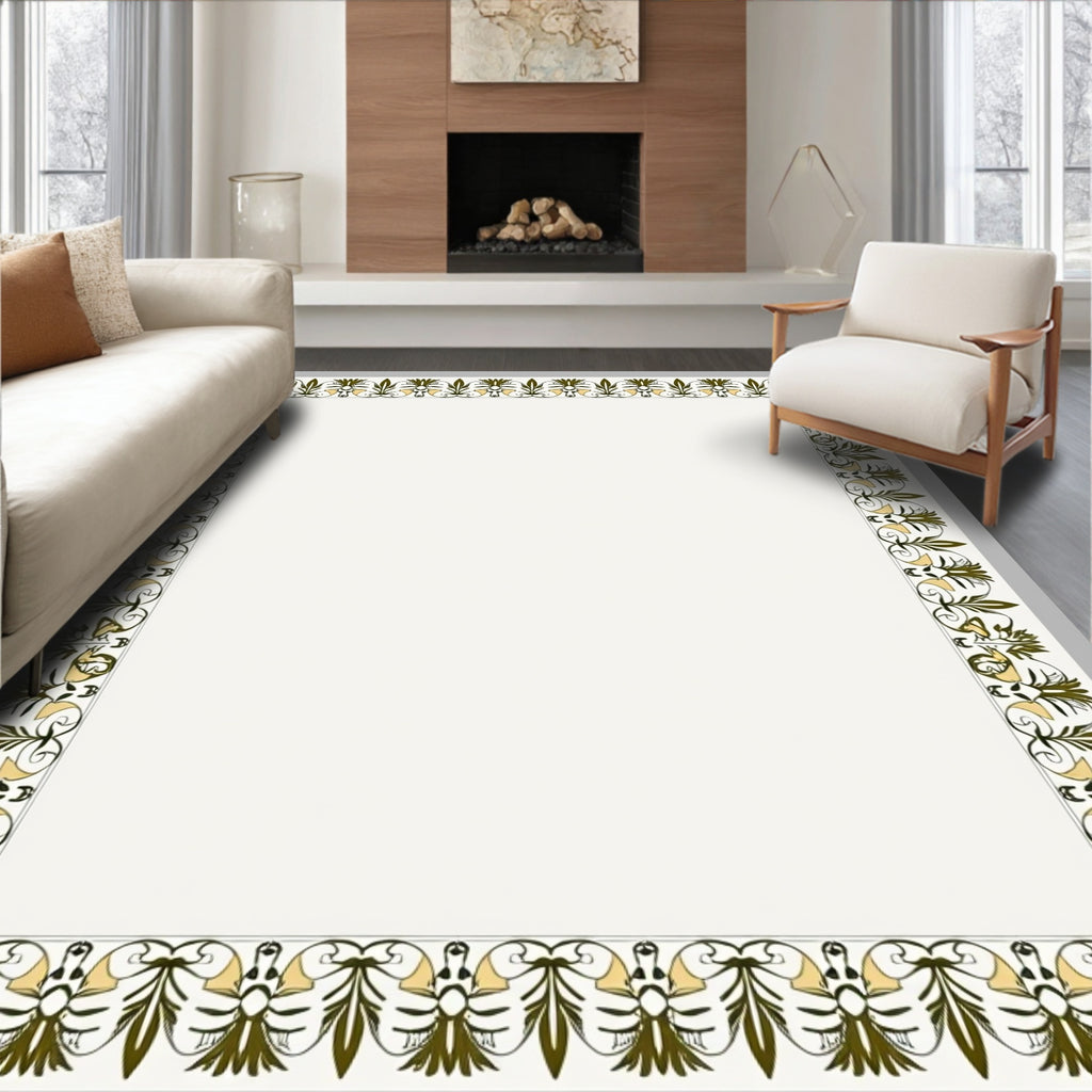 Classic Floral Swirl Border Design Rug