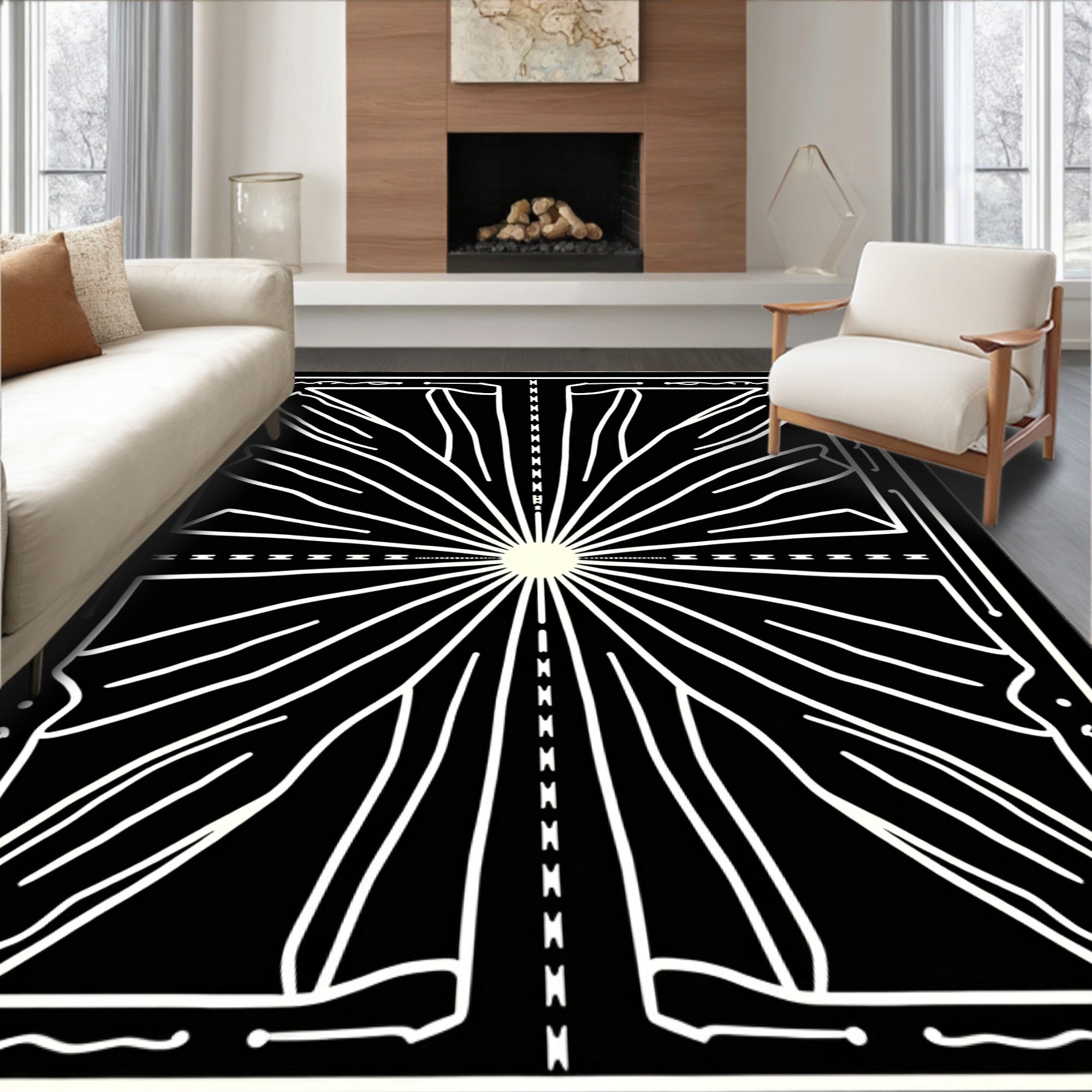 Sunburst Geometric Abstract Design Rug