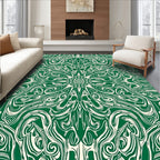 Symmetric Green Swirl Abstract Pattern Rug