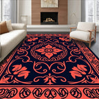 Coral Floral Intricate Border Rug