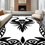 Tribal Dragon Black Outline Border Rug