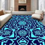 Bold Blue Intricate Tribal Design Rug