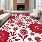 Bold Floral Pattern with Red Accents Rug