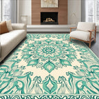 Emerald Mandala Floral Pattern Rug