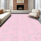 Playful Pink Line Art Animals Rug