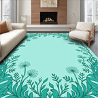 Aqua Art Nouveau Floral Vine Rug