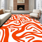Abstract Orange Swirl Pattern Rug