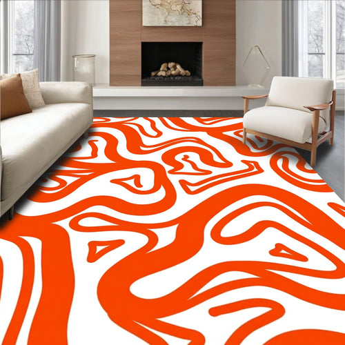 Abstract Orange Swirl Pattern Rug