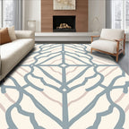 Soft Blue Geometric Fan Pattern Rug