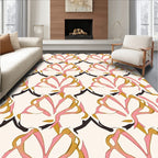 Abstract Swirl Pink Gold Pattern Rug