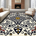 Elegant Black Yellow Floral Motif Rug