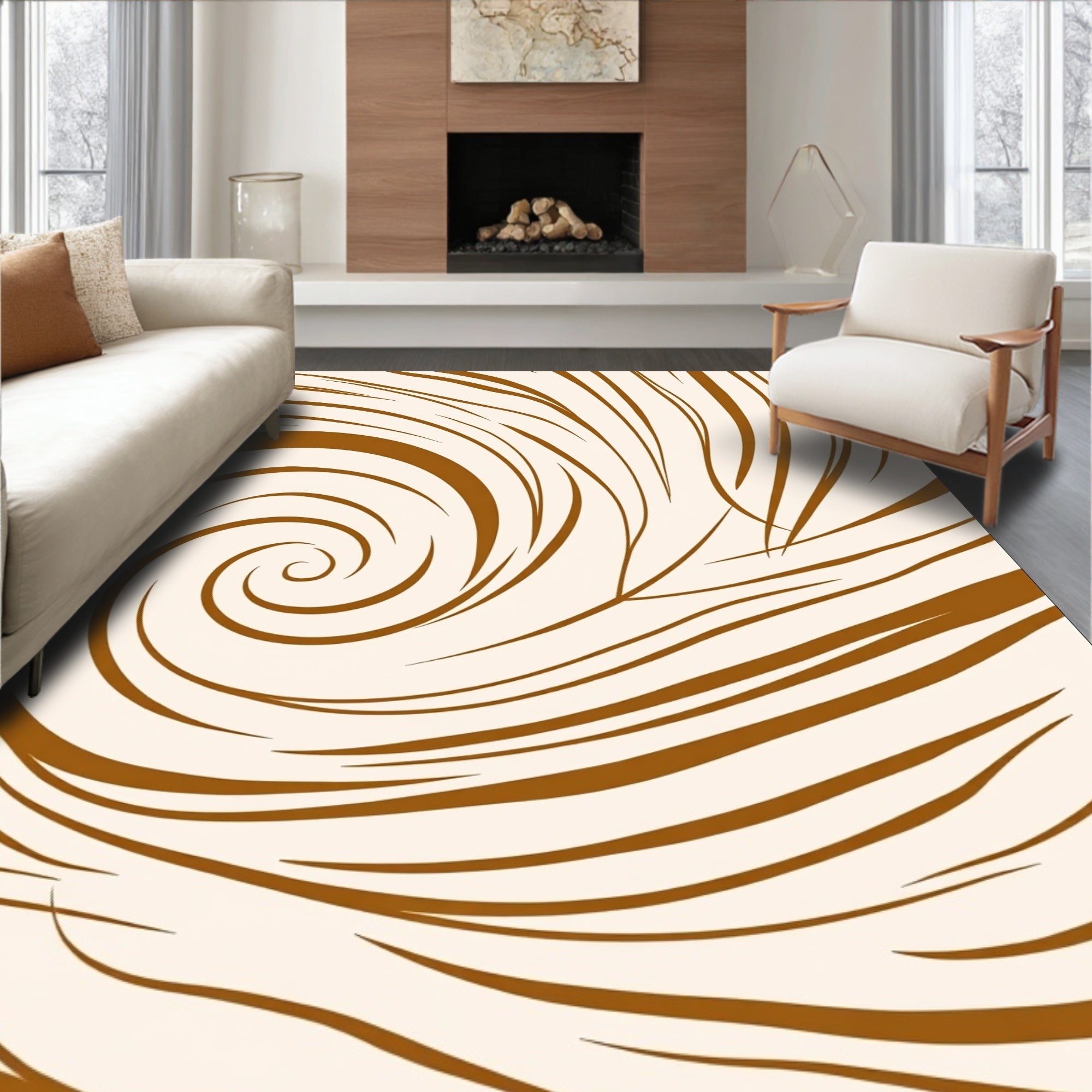 Abstract Swirl Patterned Warm Rug