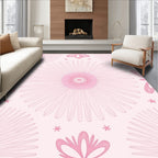 Delicate Pink Floral Sunburst Pattern Rug