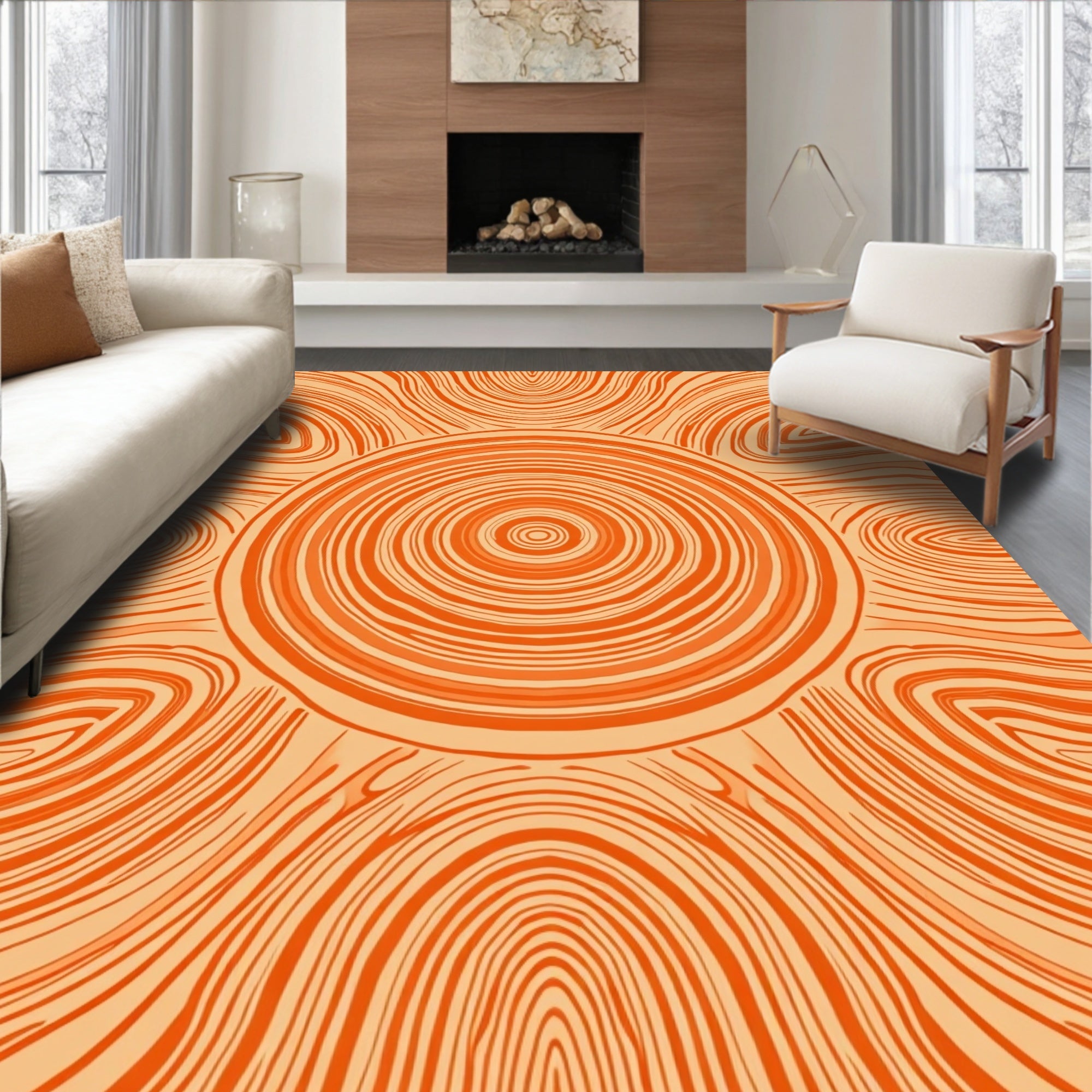 Concentric Circles Swirls Pattern Rug