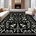 Cream Butterfly Garden Symmetry Rug