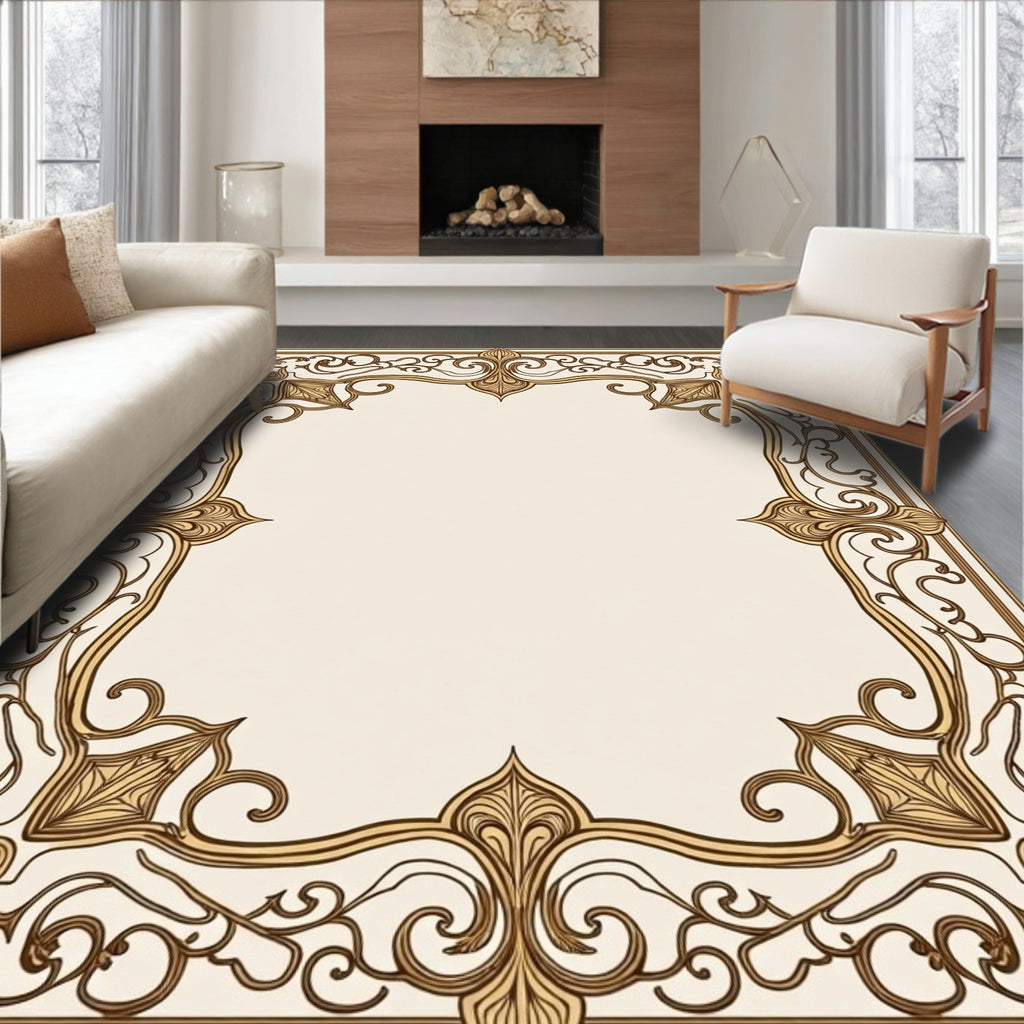 Art Nouveau Gold Scrollwork Pattern Rug