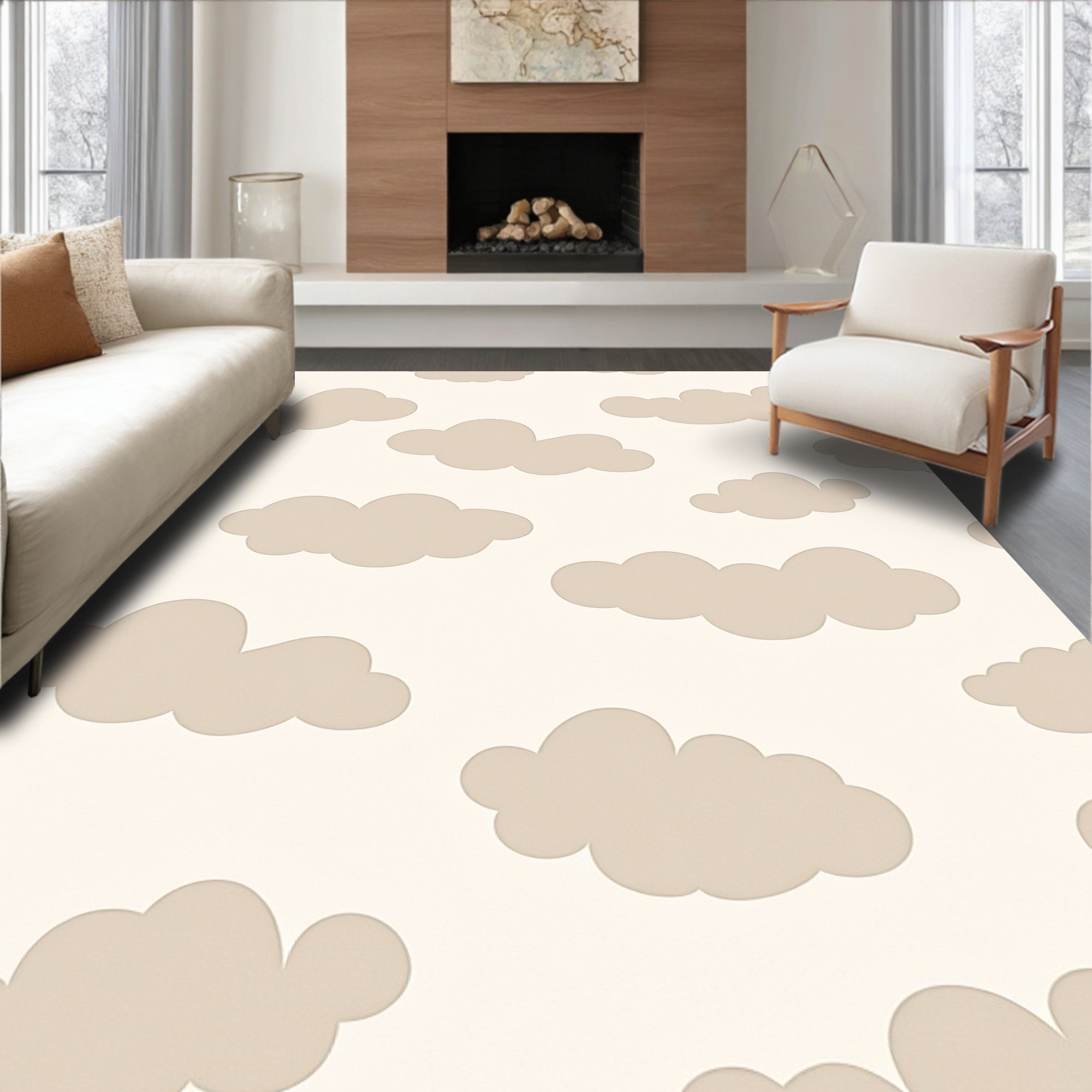 Neutral Cloud Pattern Design Rug