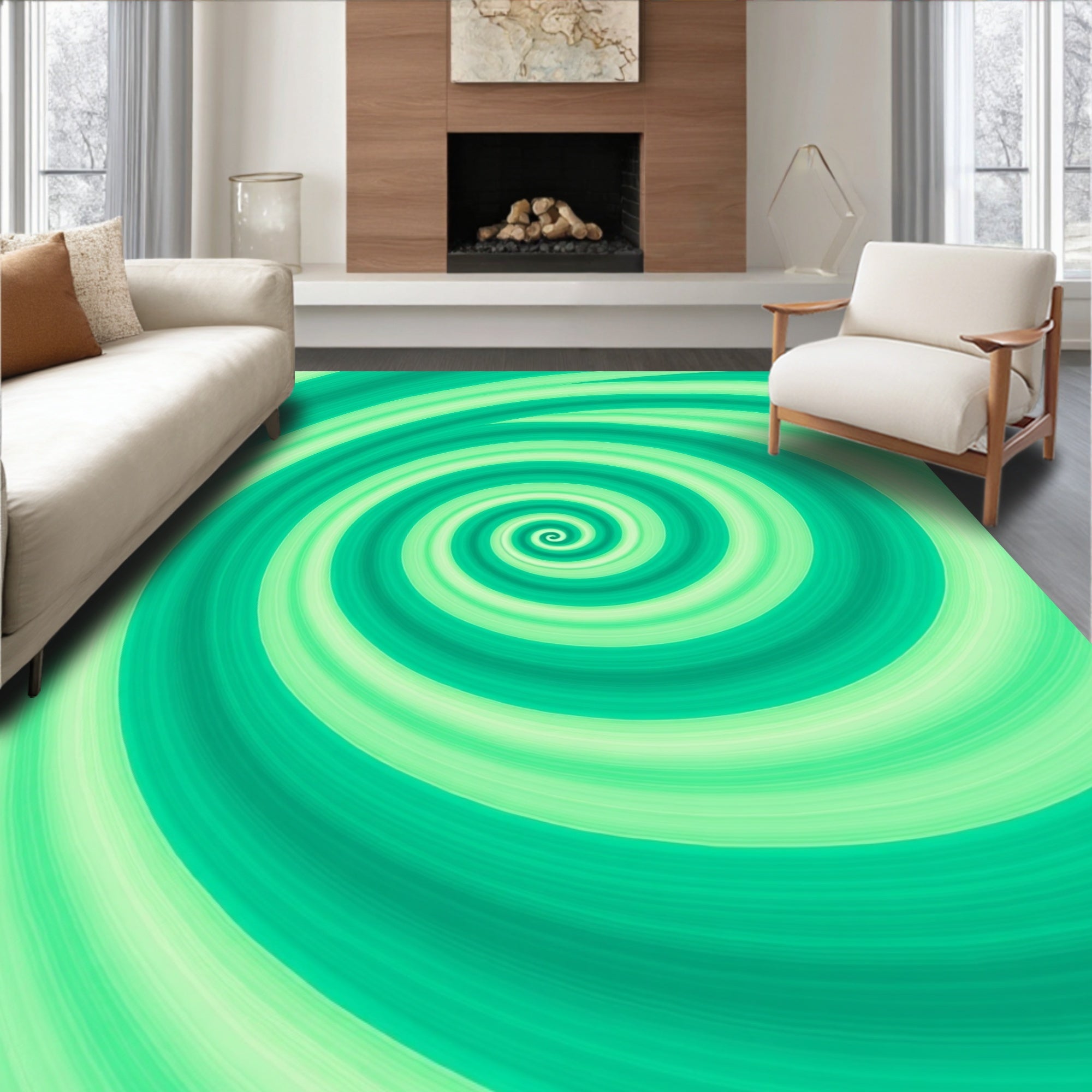 Teal Swirl Pattern Rug