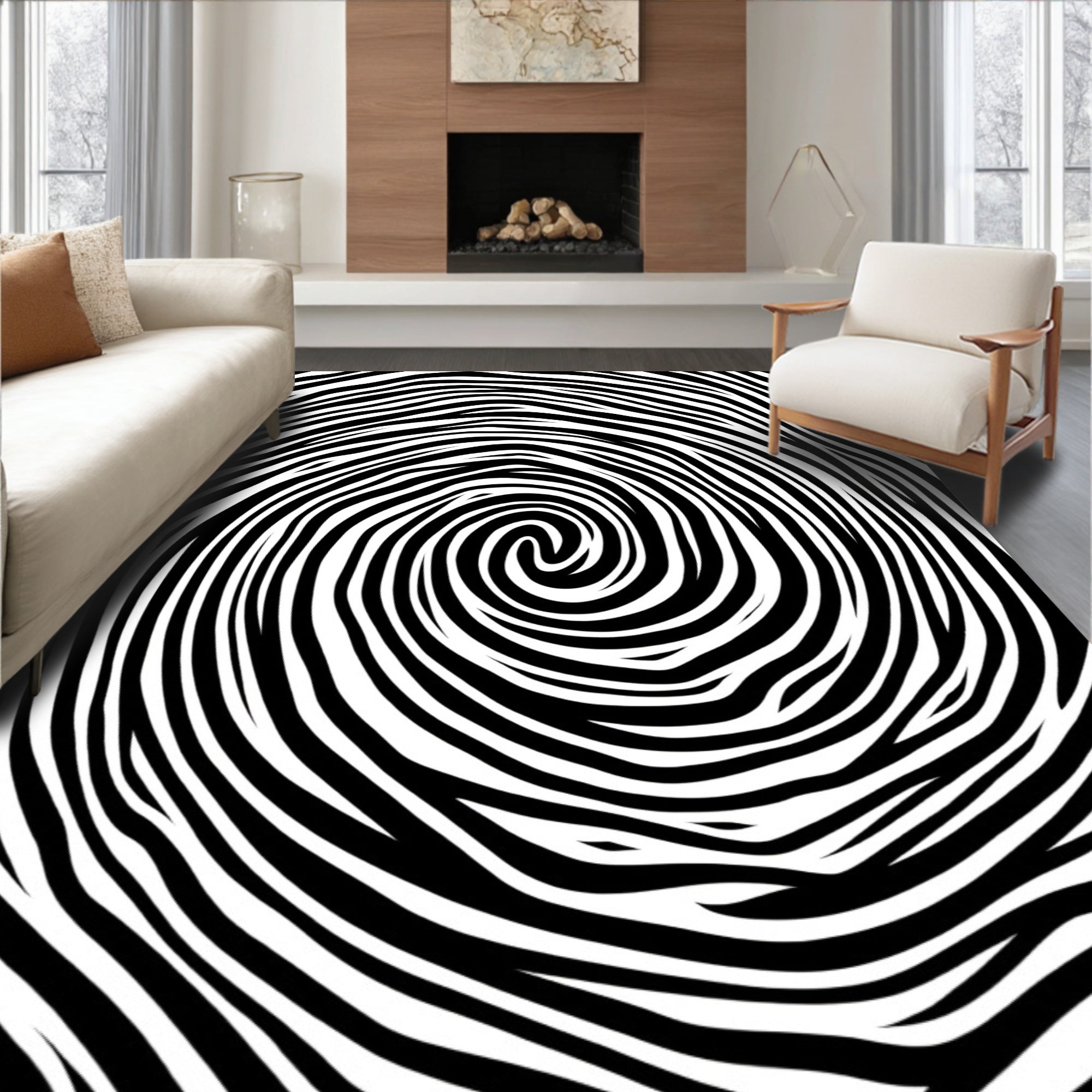 Monochromatic Swirl Abstract Rug