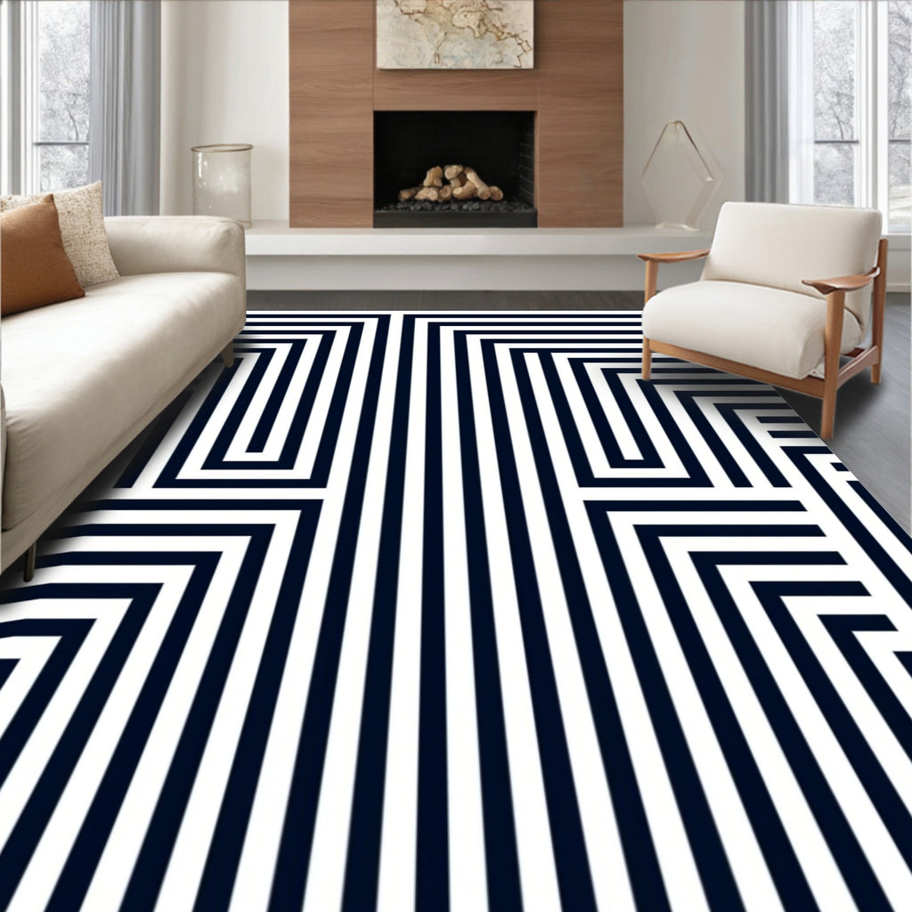 Bold Lines Geometric Maze Pattern Rug