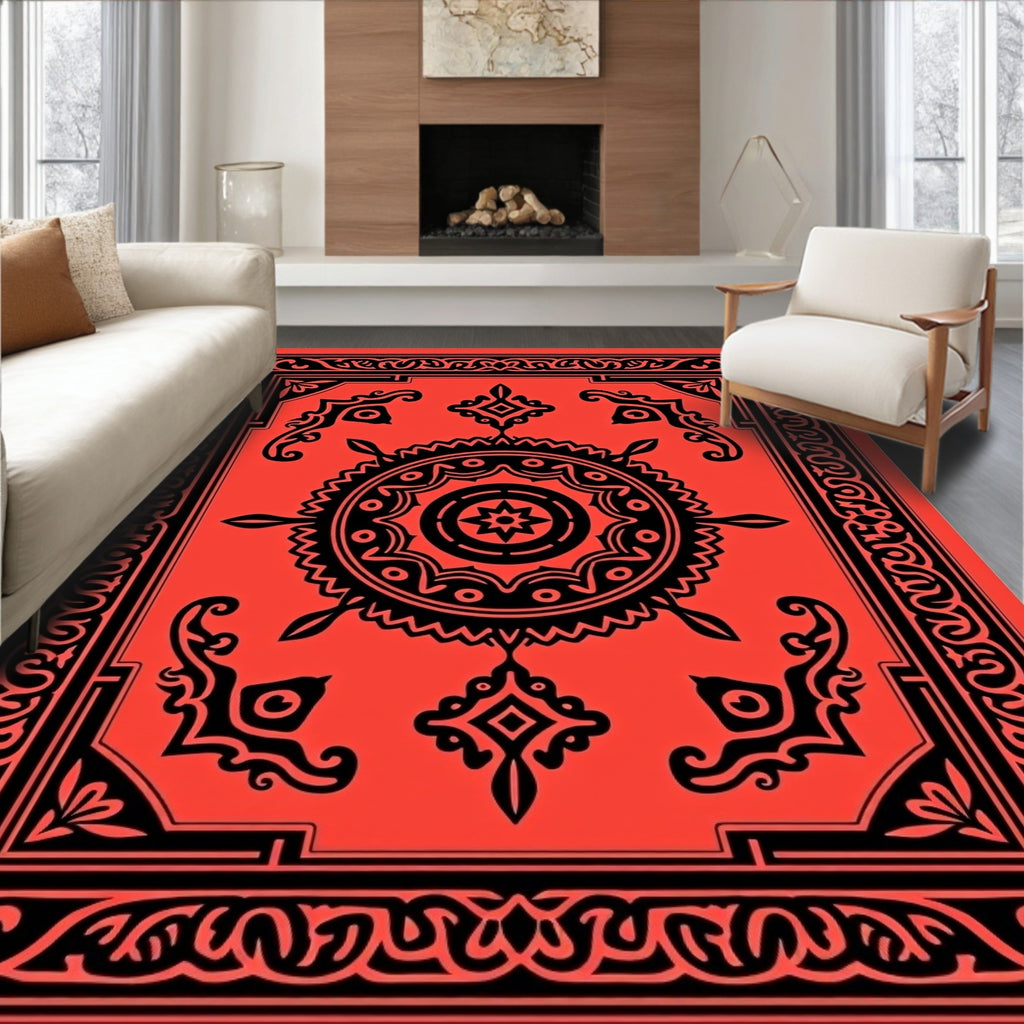 Bold Floral Medallion Intricate Pattern Rug