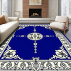 Classic Blue Cream Floral Medallion Rug