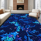 Abstract Blue Swirl Pattern Rug