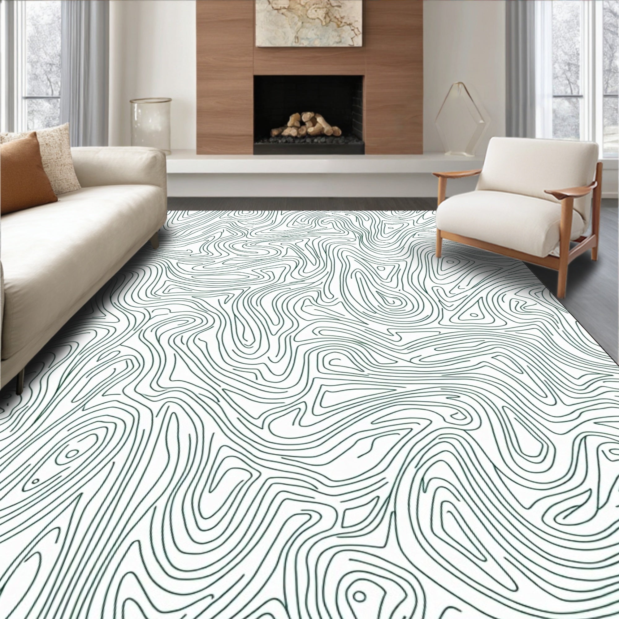 Abstract Contour Map Pattern Rug