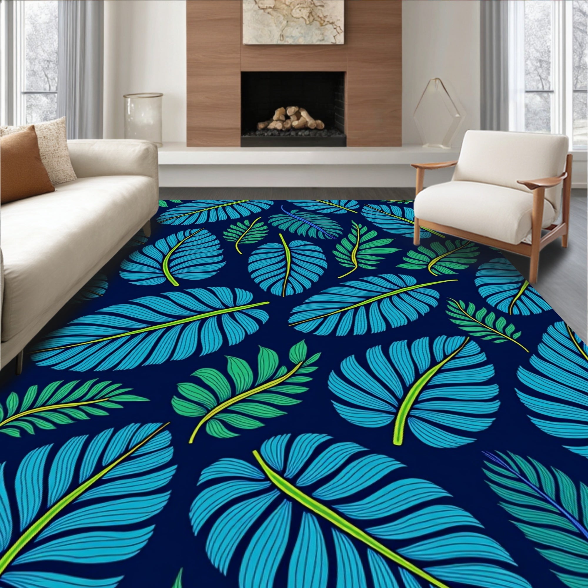 Tropical Leaf Pattern Design Rug