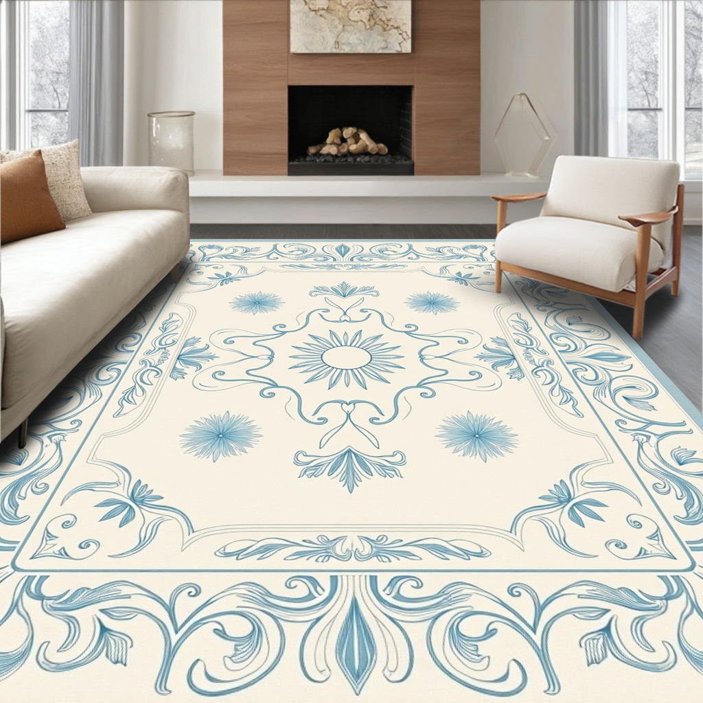 Classical Floral Sunburst Pattern Rug