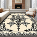Elegant Black Floral Symmetry Rug