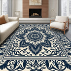 Elaborate Scrollwork Medallion Design Rug