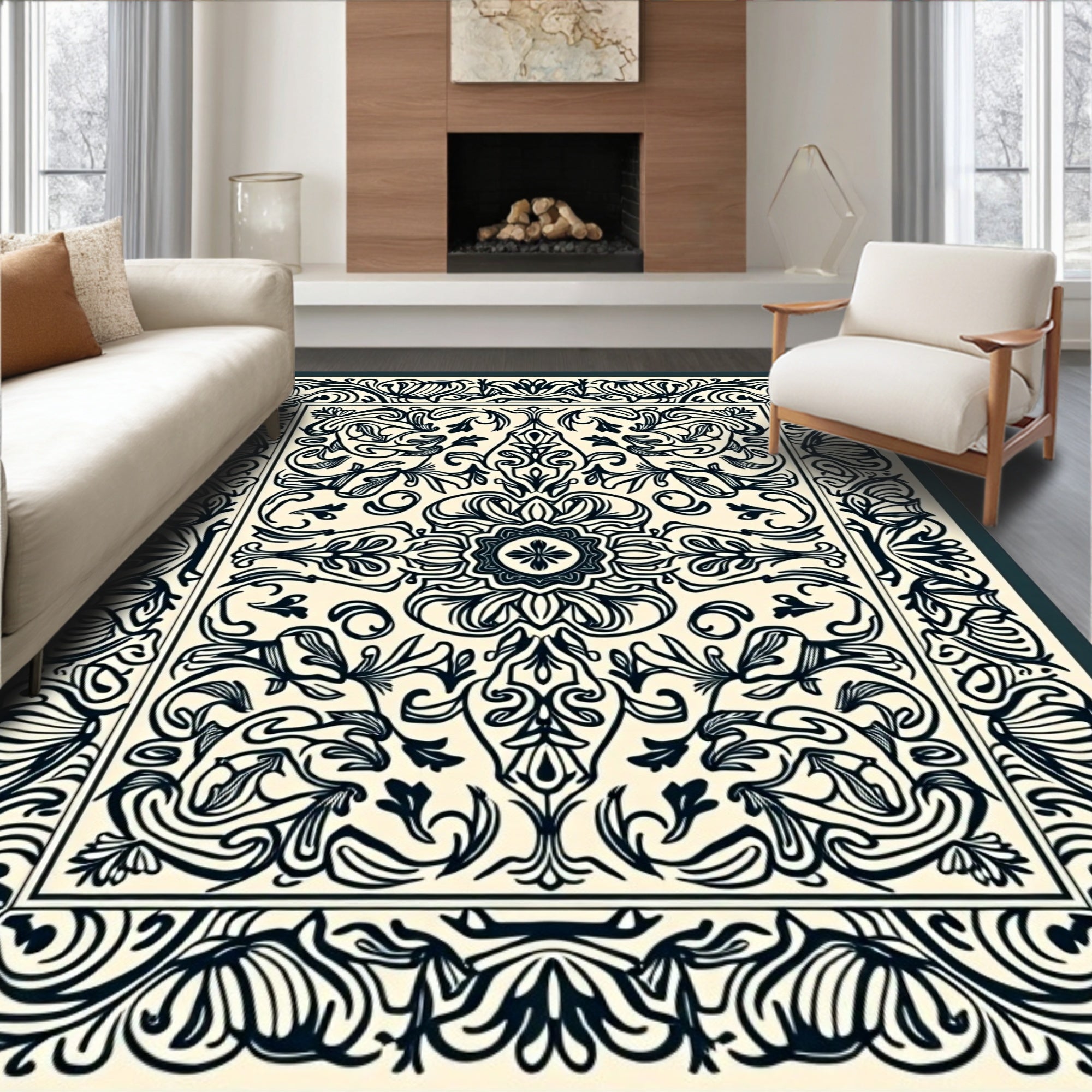 Vintage Symmetry Floral Design Rug