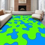 Abstract Blue Blob Green Pattern Rug