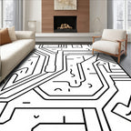Modern Abstract Geometric Circuit Rug