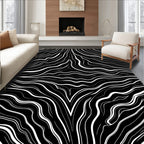 Abstract Black White Flowing Lines Rug